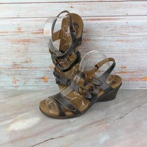 Romika Slingback Maui Wedge Sandals in Brown Leather